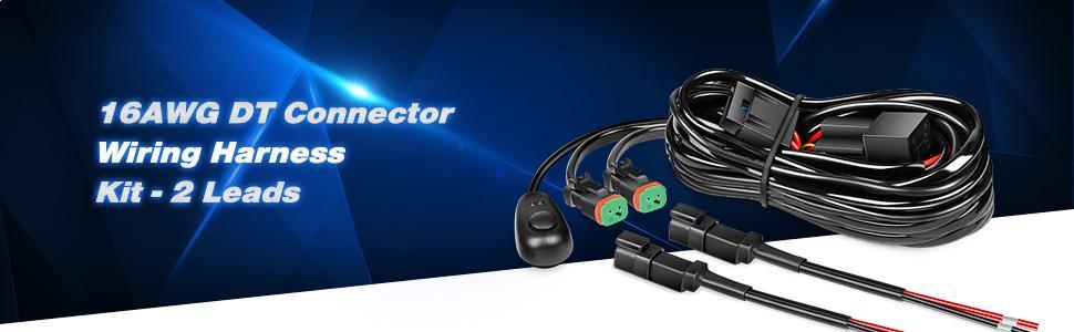 Nilight DT Wiring Harness Kit for LED Light Bars - 12V On/Off Switch, Power Relay, Blade Fuse - 2 Leads Vehicle Automotive Car Black  dealsforyoudays