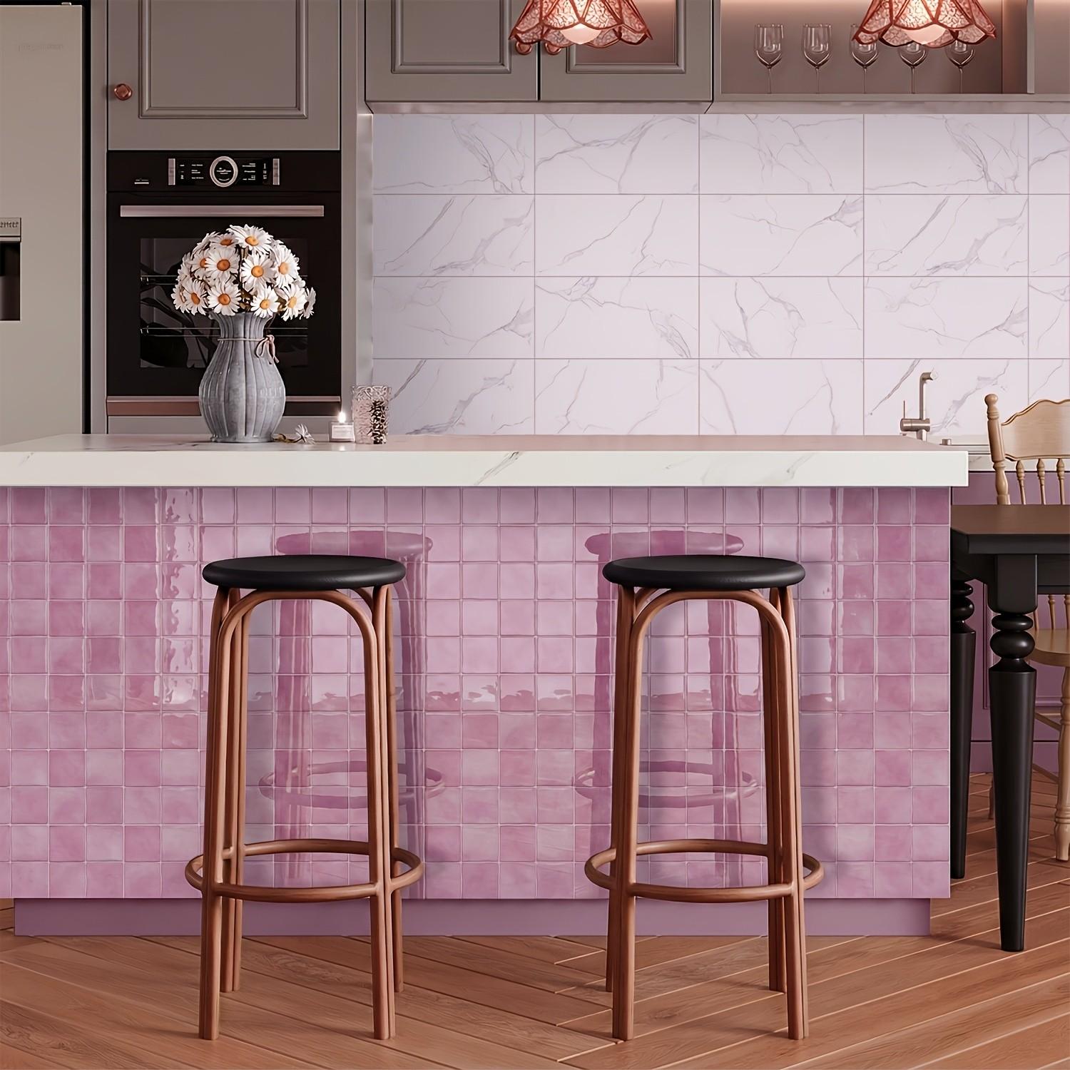 8pcs 3D Self-Adhesive Wall Tiles Stickers, 15.25x15.25cm, Multi-Color Grid Patterns, Removable Wall Decals for Kitchen, Bedroom, Living Room
