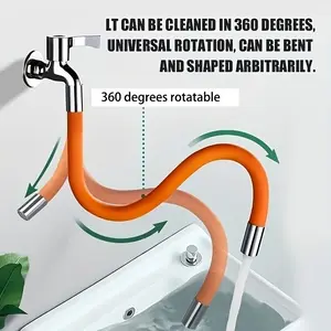 1PC Universal Anti-Splash Faucet Extender Hose - 360° Rotatable Swivel Elbow, Adjustable Length Flexible Water Tap Extension, Perfect for Bathroom Sink, Kitchen, Shower, Bathtub, RV & Garden Watering
