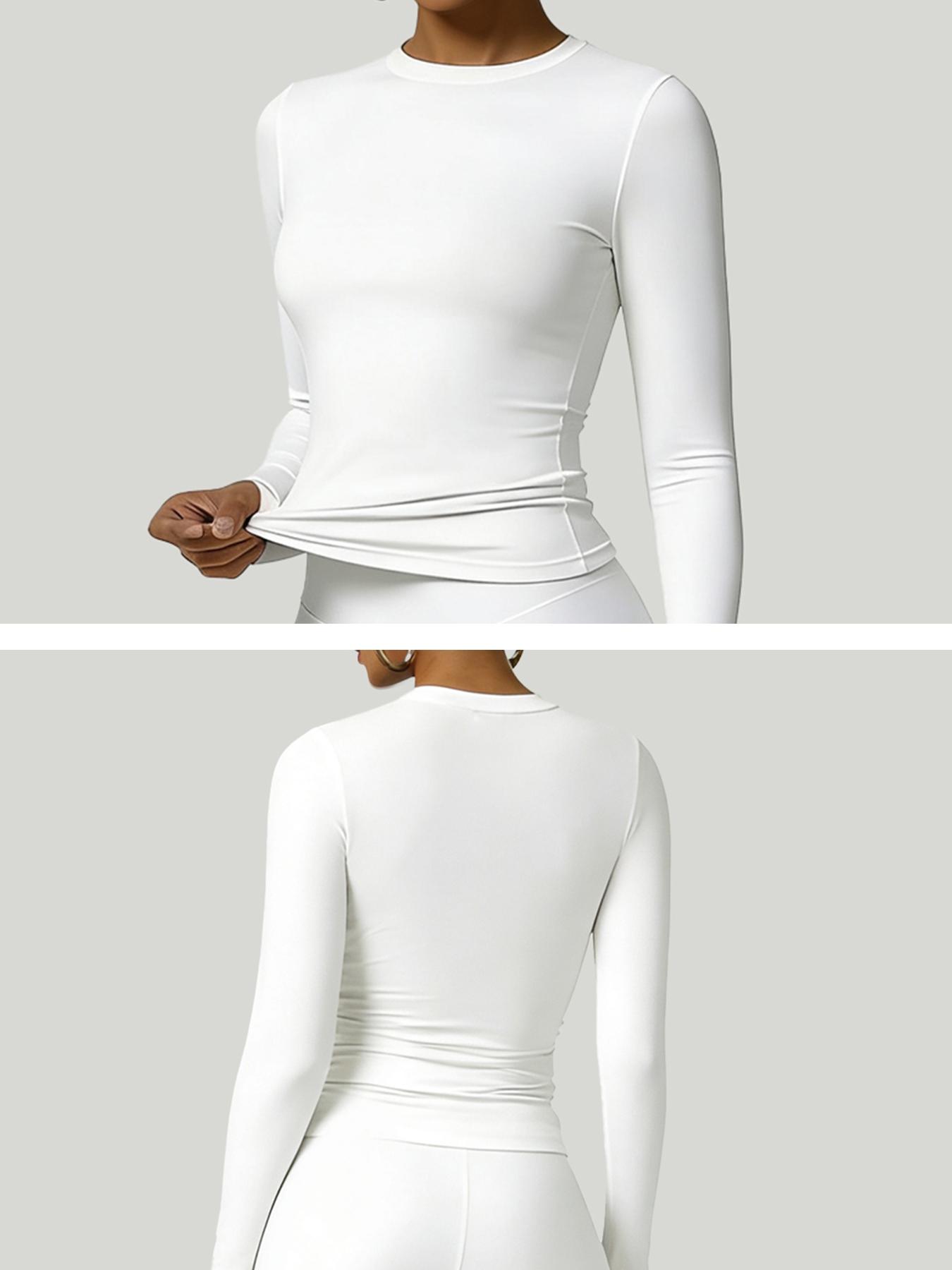 Women's Simple Solid Color Sportswear Set, Comfortable T-Shirt & Slimming Leggings, Perfect for Fall Winter Yoga & Daily Wear