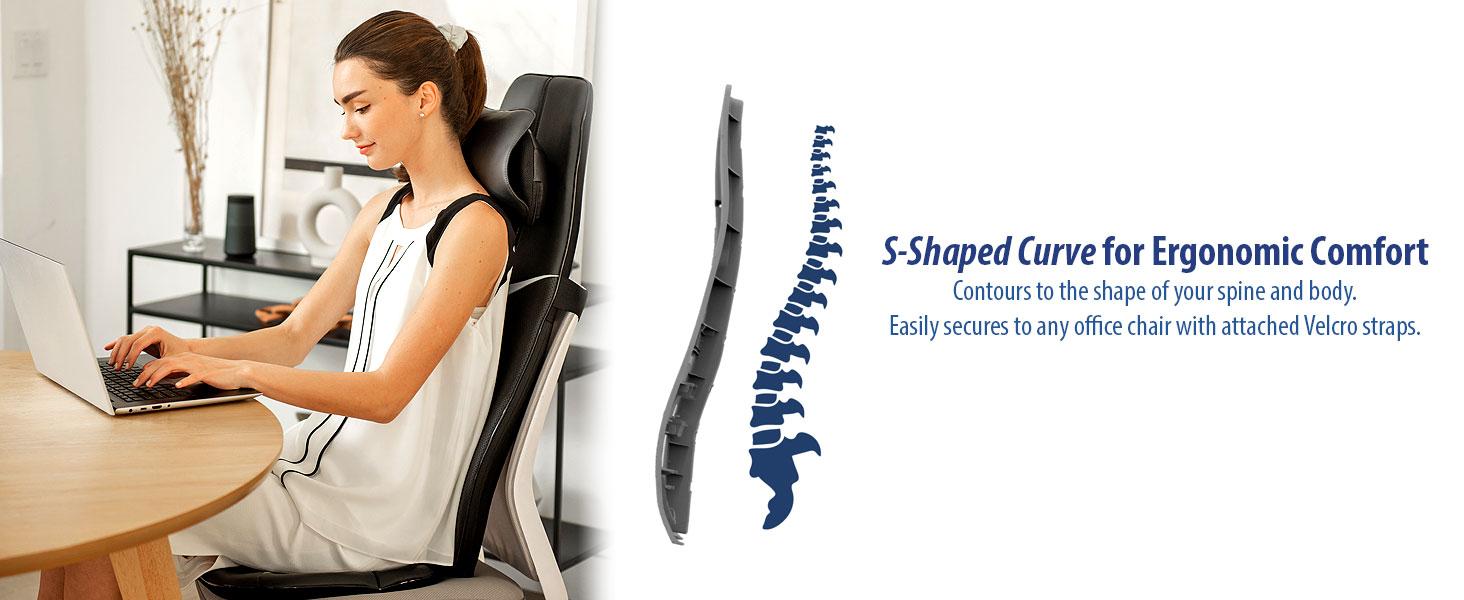 Shiatsu Neck and Back Massager with Heat - 3D Kneading Deep Tissue Electric Massage Chair Pad with Height Adjustment, Seat Cushion Vibration for Muscle Pain Relief - Black (ZMA-33B)
