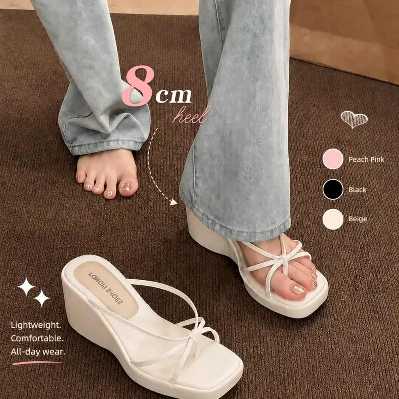 Summer Chunky Heeled Sandals for Women, 2026 New Design, Perfect for Skirts, Platform Thong Sandals, Thick Soled, Comfortable Thick Sole