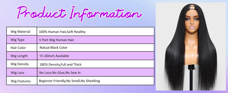 [Hot] CheetahBeauty Upgrade With Drawstring Straight V Part Wigs Human Hair Glueless Body Wave V Part Human Hair Clip in Wigs Beginner Friendly No-Sew In No Glue Ready to Go Wig