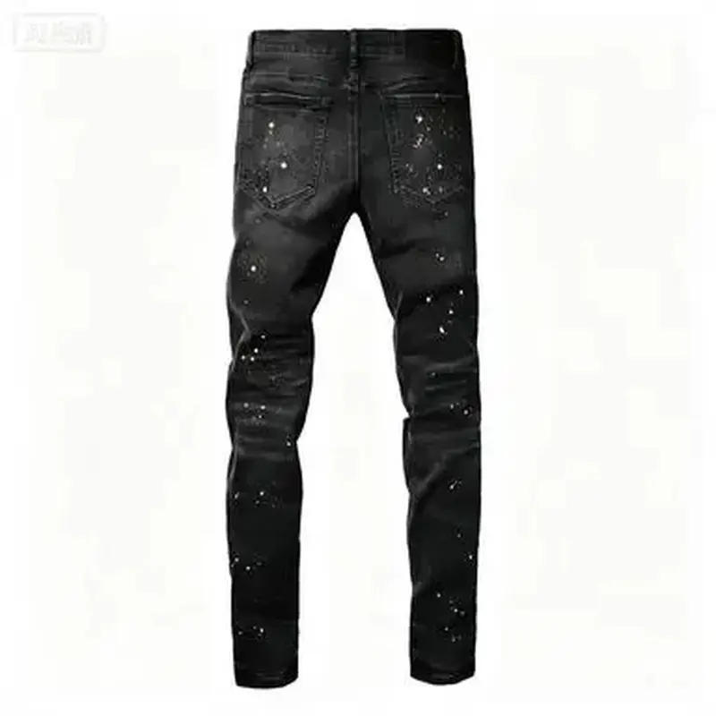 Purple Jeans Paint Hole Black 9045 2026 New Fashion Trend Quality Jeans men Streetwear Pants