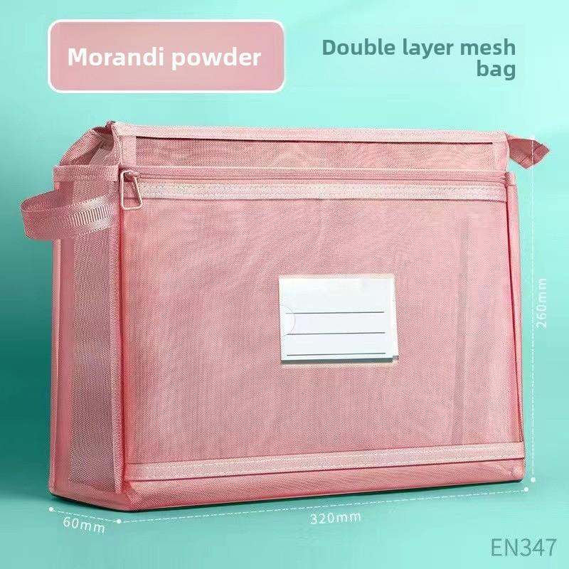 Premium Double Layer Transparent Study Bag Extra Large Capacity for Students Exam Papers Files and School Supplies Multi Compartment Handheld Document Organizer for Office and Classroom Use