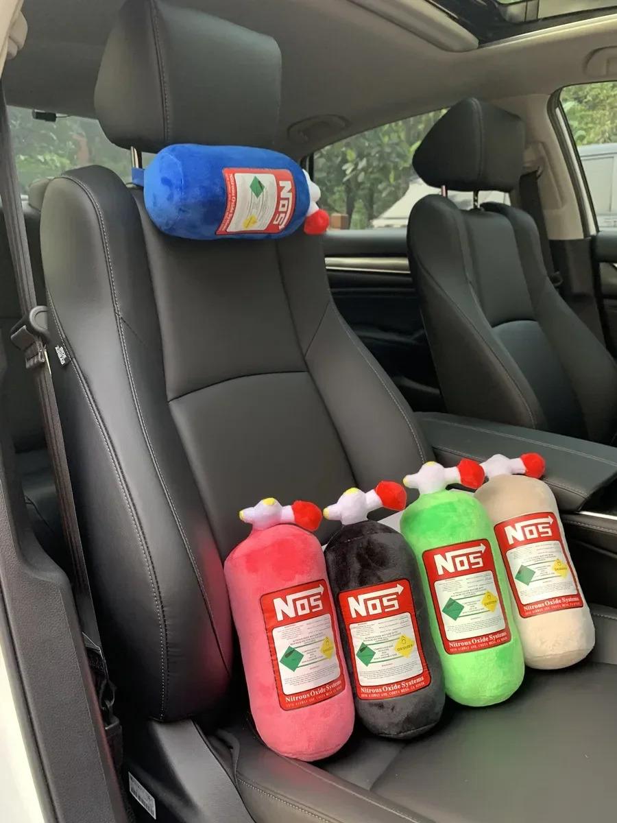 NOS Nitrous Oxide Bottle New Plush Toys Pillow Stuffed Soft Turbo JDM Cushion Gifts Car Decor Headrest Backrest Seat Neck
