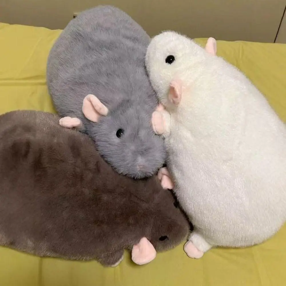 Cuddly Stuffed Animals Cute Stuffies Cartoon Plush Mouse Doll - 35cm Brown, Flower Branch Design, Durable Soft Fluffy Fabric Toy, Unisex Animal Play Kid Birthday Gift, Snuggly