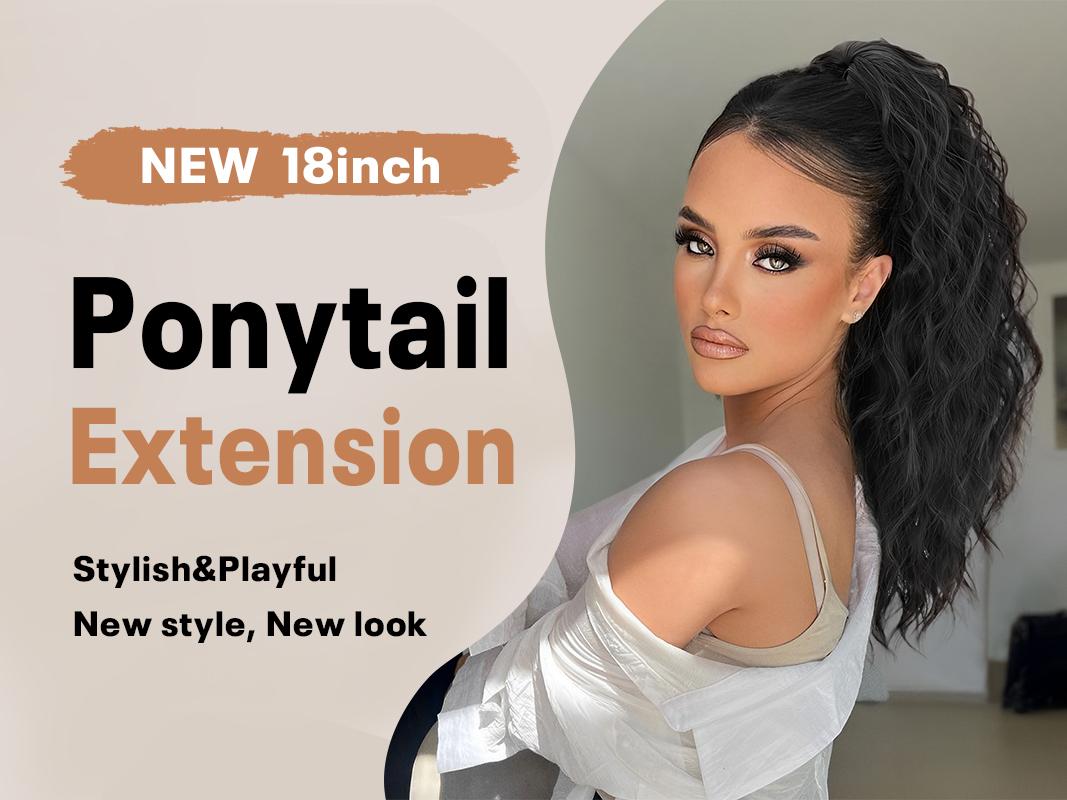 Fxmongyi Claw Clip Ponytail Extension 18" Curly Wavy Pony Tails Hair Extensions Layered Fluffy Clip on Synthetic Hairpieces for Women