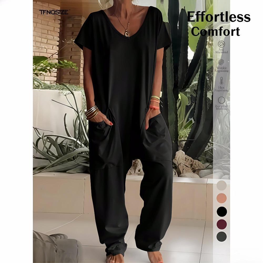 [HOT] Effortless Comfort Women's Loose Pocketed Jumpsuit, Soft Breathable Versatile Wardrobe Essential #Loungewear