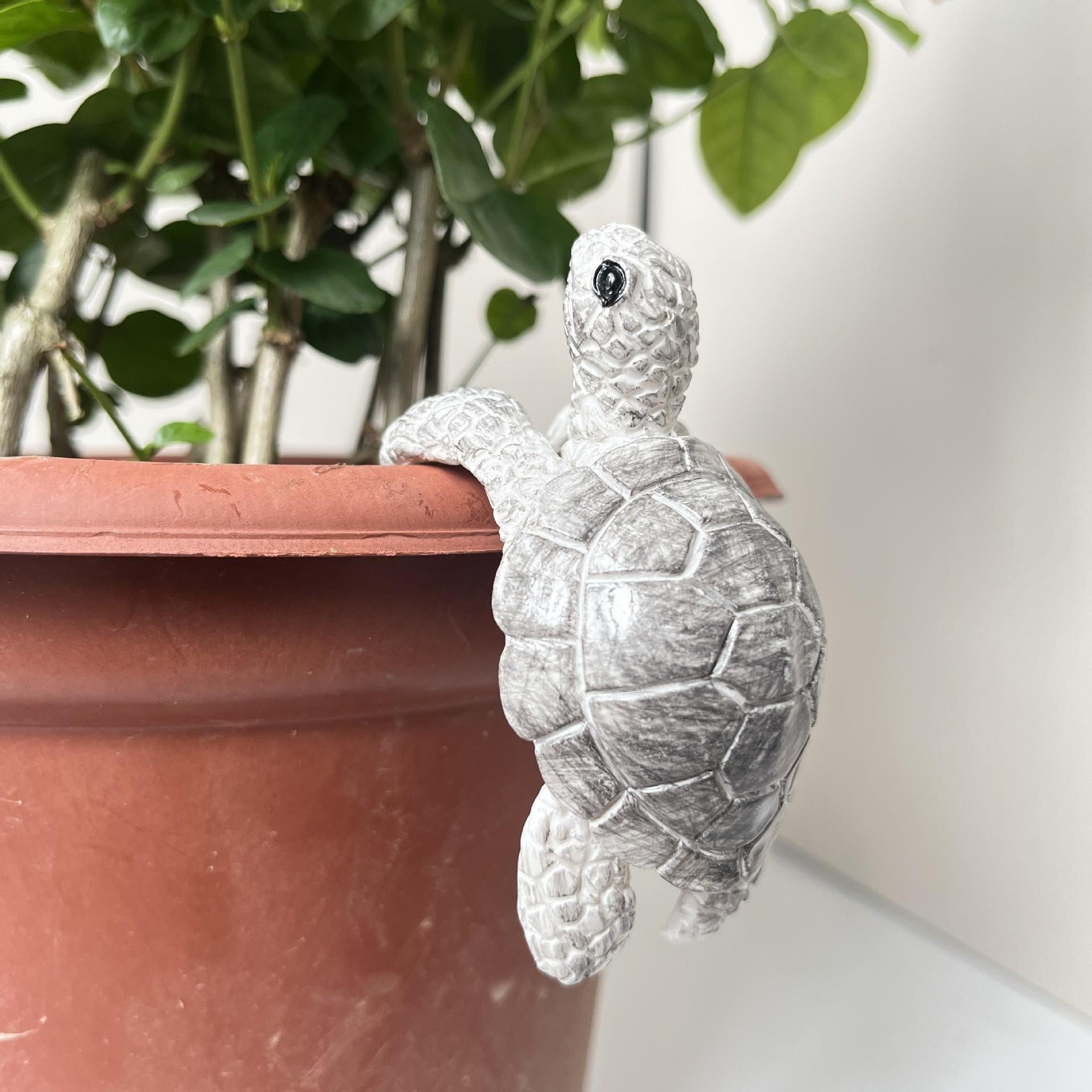1pc Ocean Animal Turtle Resin Sculpture Decor, Garden Courtyard Planter Hanging Decoration, Resin Craft Art Piece