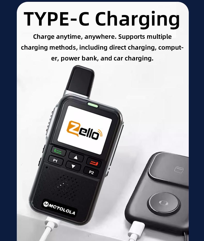 Aluminum alloy shell 4G walkie talkie Zello Android system equipped with WiFi Bluetooth, capable of long-distance communication. Ultra thin two-way walkie talkie is very suitable for hotels, restaurants, and property service wireless walkie talkies