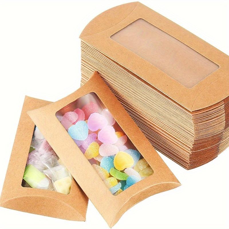 20 candy packaging gift boxes in the shape of kraft paper pillowcases, used to display window snacks and french fry packaging boxes, suitable for wedding party baking and gift packaging supplies