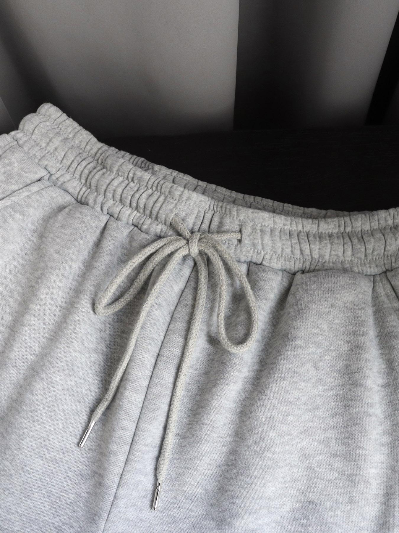 Women's Solid Drawstring Waist Thermal Lined Sweatpants, Casual Pocket Jogger Pants for Daily Wear, Ladies Bottoms for All Seasons