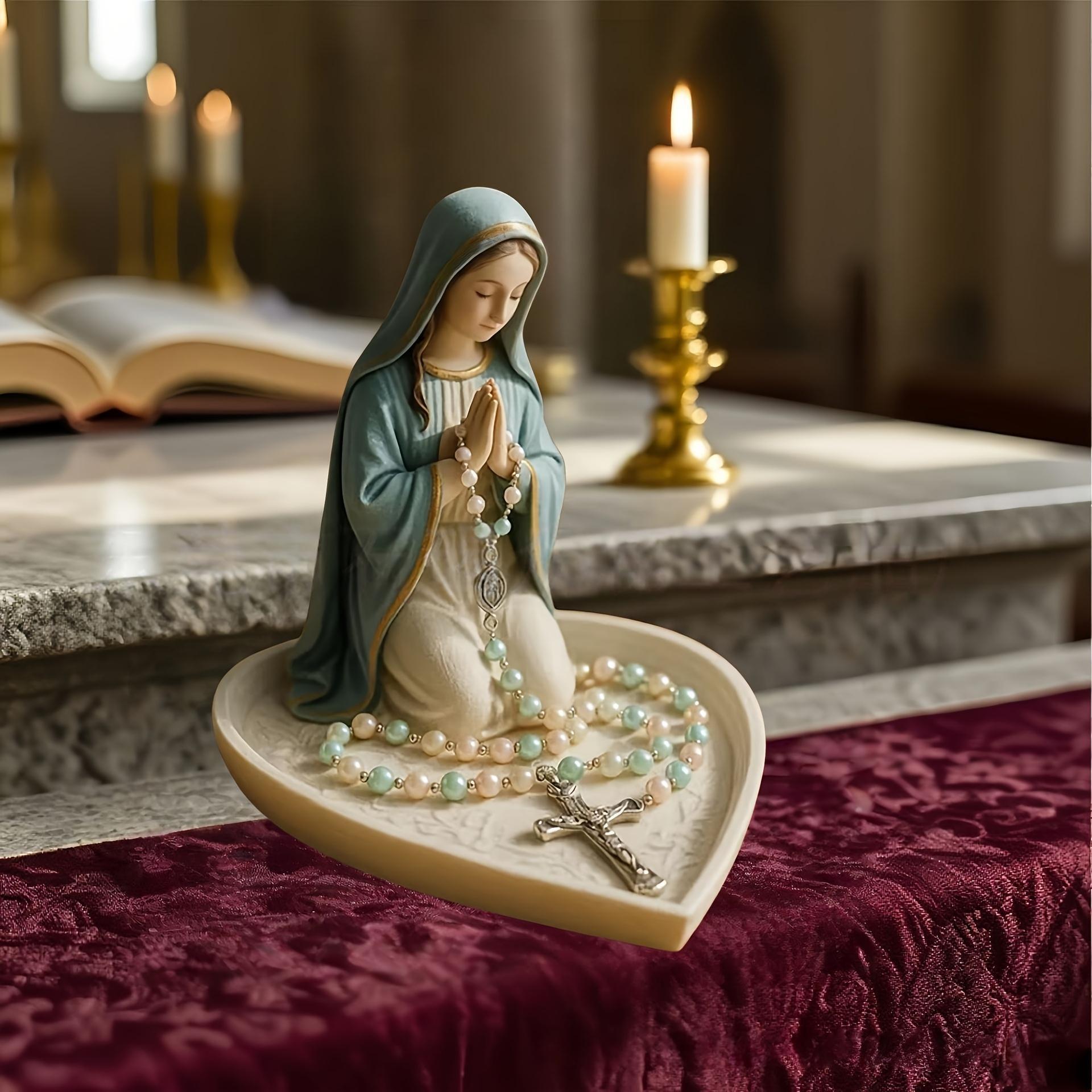 Virgin Mary Rosary Holder, Jewelry Stand, Religious Accessories, Elegant Design, Perfect for Prayer Beads, Faithful Gift Idea