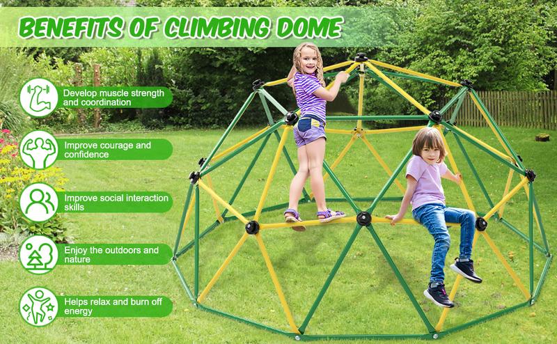 Bearbro 10ft climbing frame Swing Set with Saucer Swing and hammock(blue and green / bule and yellow not included Swing and hammock), Jungle Gym for Kids Outdoor Backyard, Supports 800lbs, Easy Asssembly, Rust-Resistant，TikTokShopBlackFriday