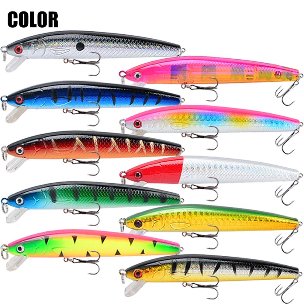 10pcs Premium Minnow Fishing Lure Set, Fishing Lure Kit, 3.94in/0.34oz Durable ABS Body, for Sea & Carp Fishing