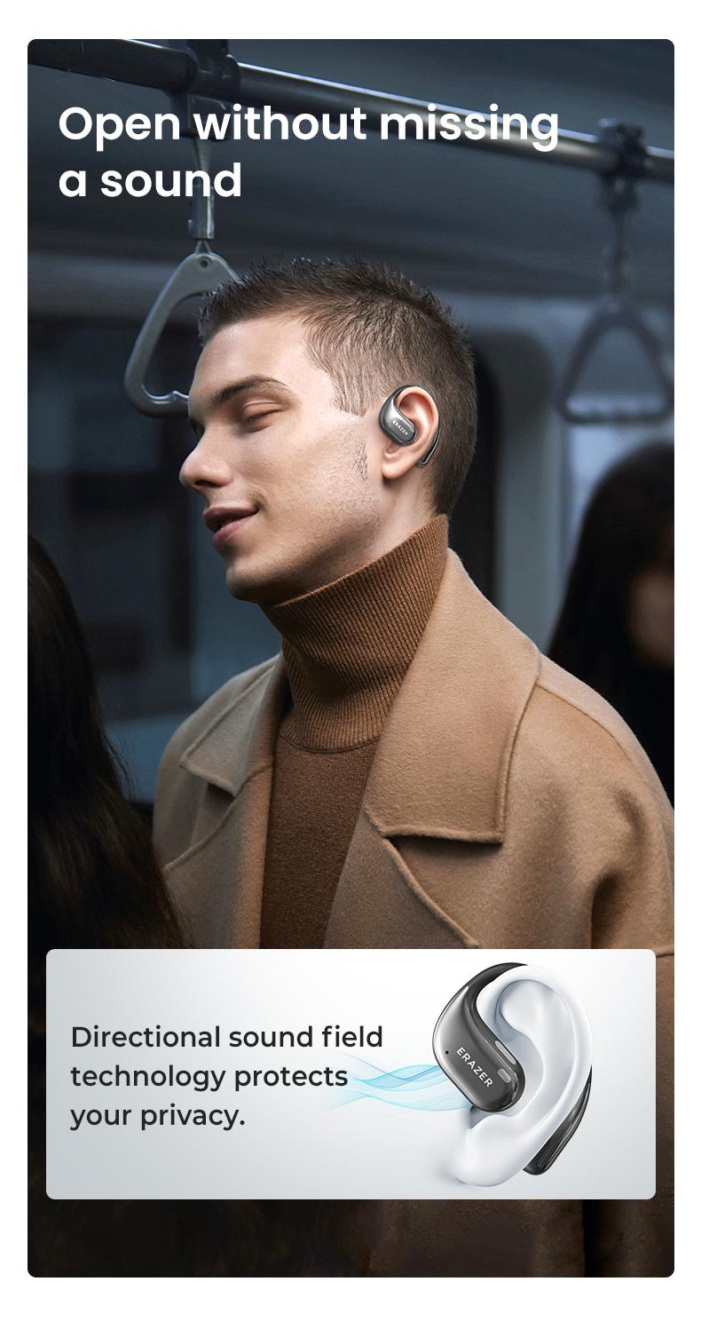 ERAZER X11 True Wireless Open Ear Earbuds Bluetooth 5.4 HIFI Sound Quality Sports Headphones OWS Earbuds Gaming with Low Latency Touch Control IPX5 Waterproof With microphone Earphones