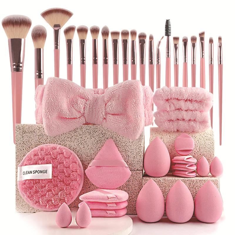 Makeup Brush Set with Sponge and Puff, Synthetic Makeup Brushes, Ultimate Beauty Tools Kit, Complete Cosmetic Brush Collection for Flawless Application, with Makeup Brush Organizer