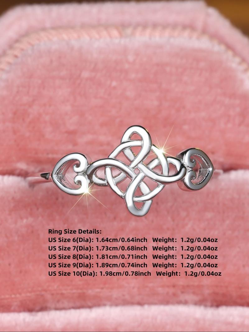 S925 sterling silver exquisite Celtic knot ring Elegant Casual Ring ladies fashion elegant unique design suitable for everyday party wear jewelry Valentine's Day gift（with box）