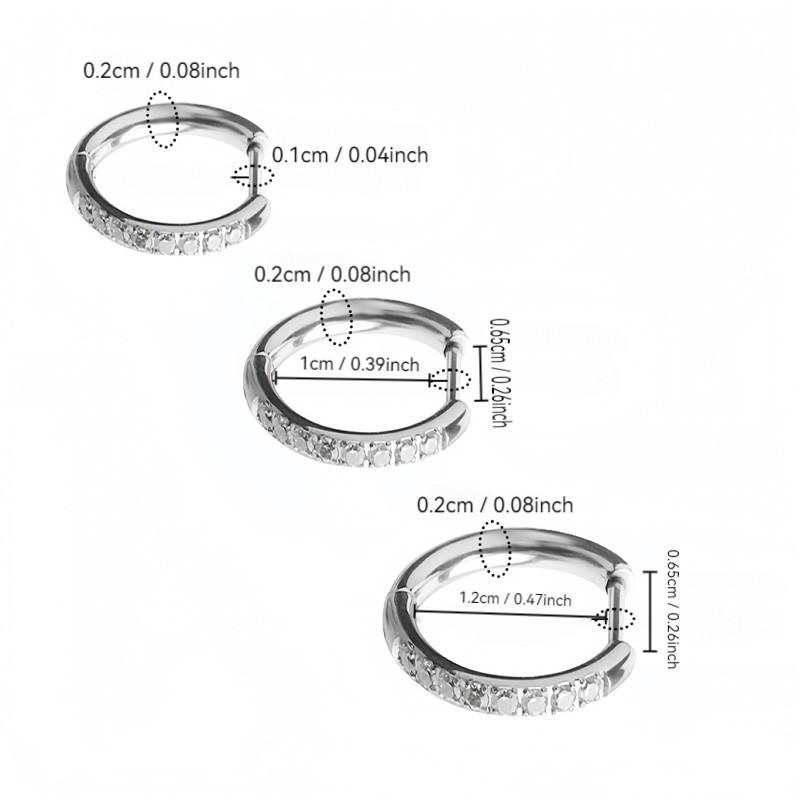 Titanium Alloy Anti-Allergy Cartilage Earrings, Diamond Hinge Nose Septum Ring, Small Thin Ear Bone Studs, Unisex Piercing Jewelry Gift