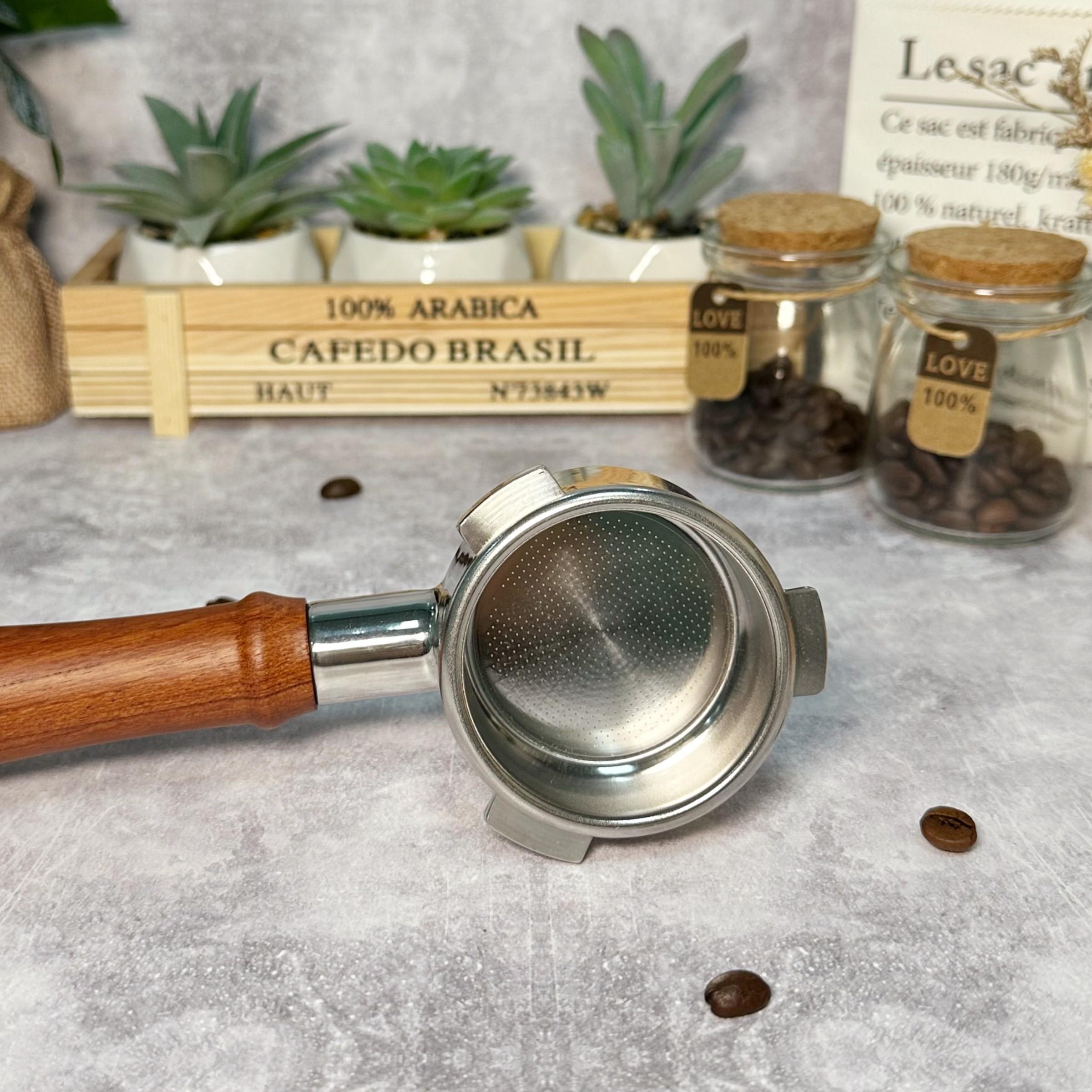 Bottomless Portafilter 54mm, Bottomless Coffee Naked Portafilter, with Stainless Steel portafilter and Wood Handle for Breville 8 Series and 54mm Breville Machines