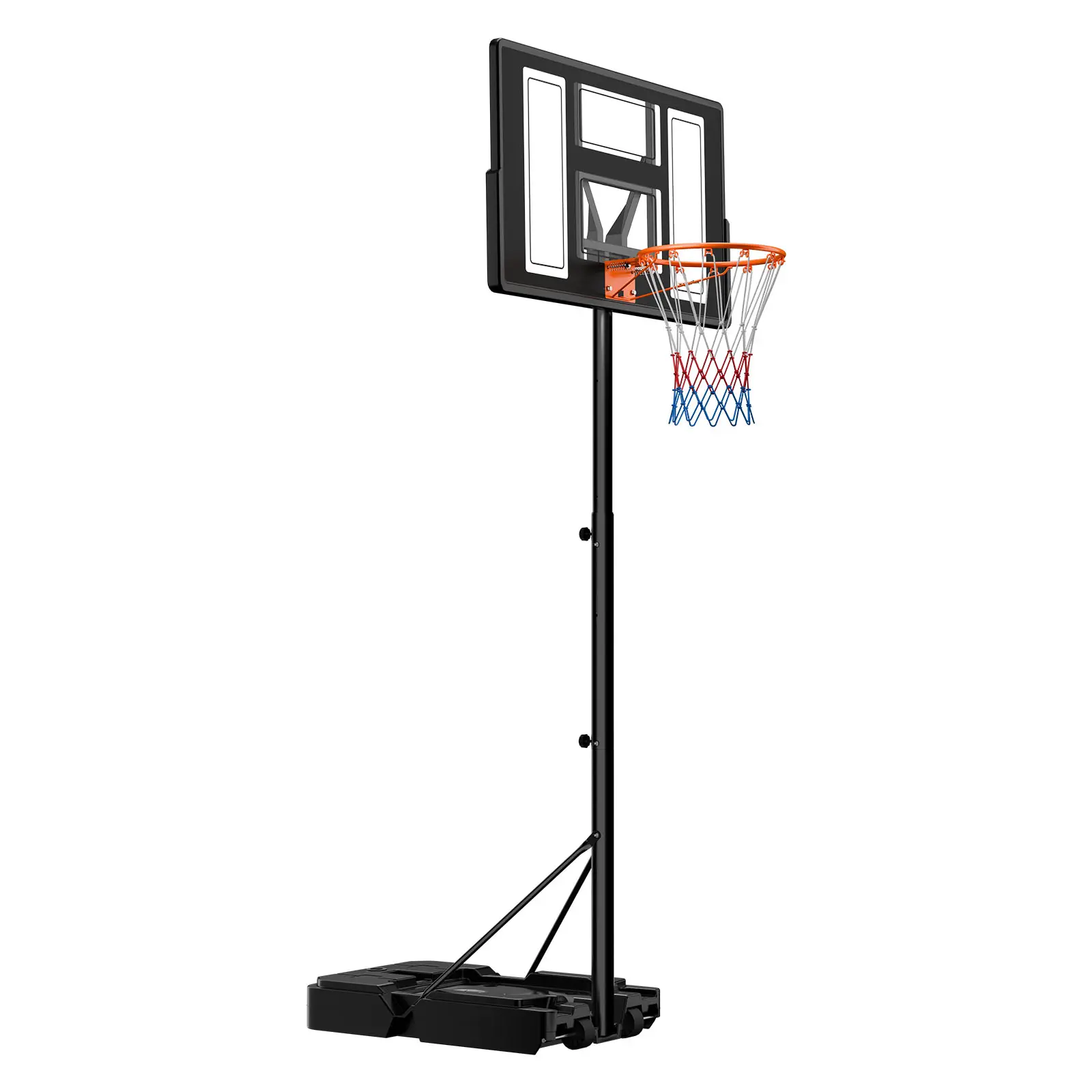 Portable Basketball Stand, 4.4 ft to 10 ft Height Adjustment Basketball Hoop & Goal, Adjustable Basketballs Goal System with Built-in Rolling Wheels for Kids, Teens, Adults in Driveways, Pools