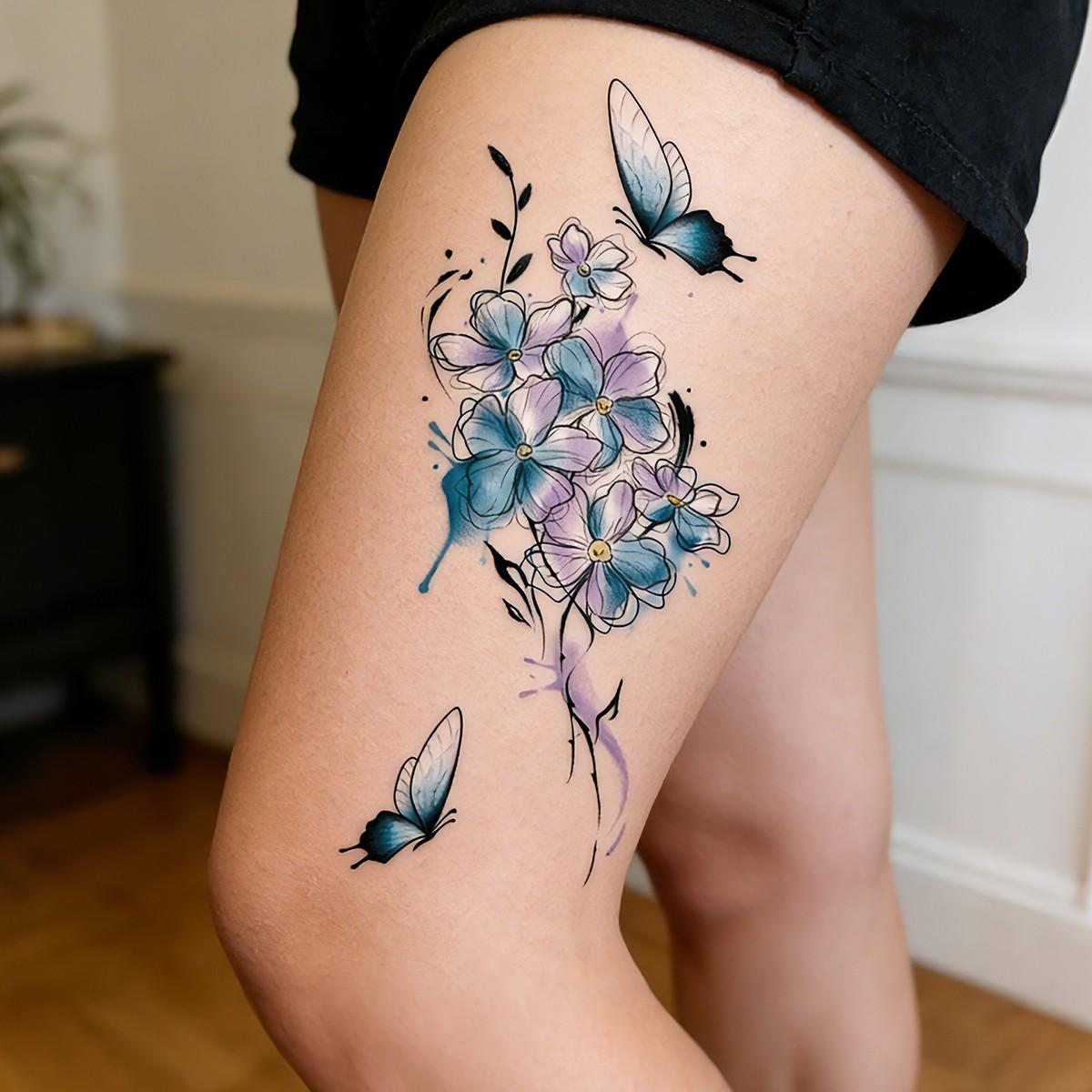 Butterfly and Floral Pattern Design, Disposable, Waterproof, Sweat-Proof, Easy to Use, Perfect for Women's Parties and Festivals