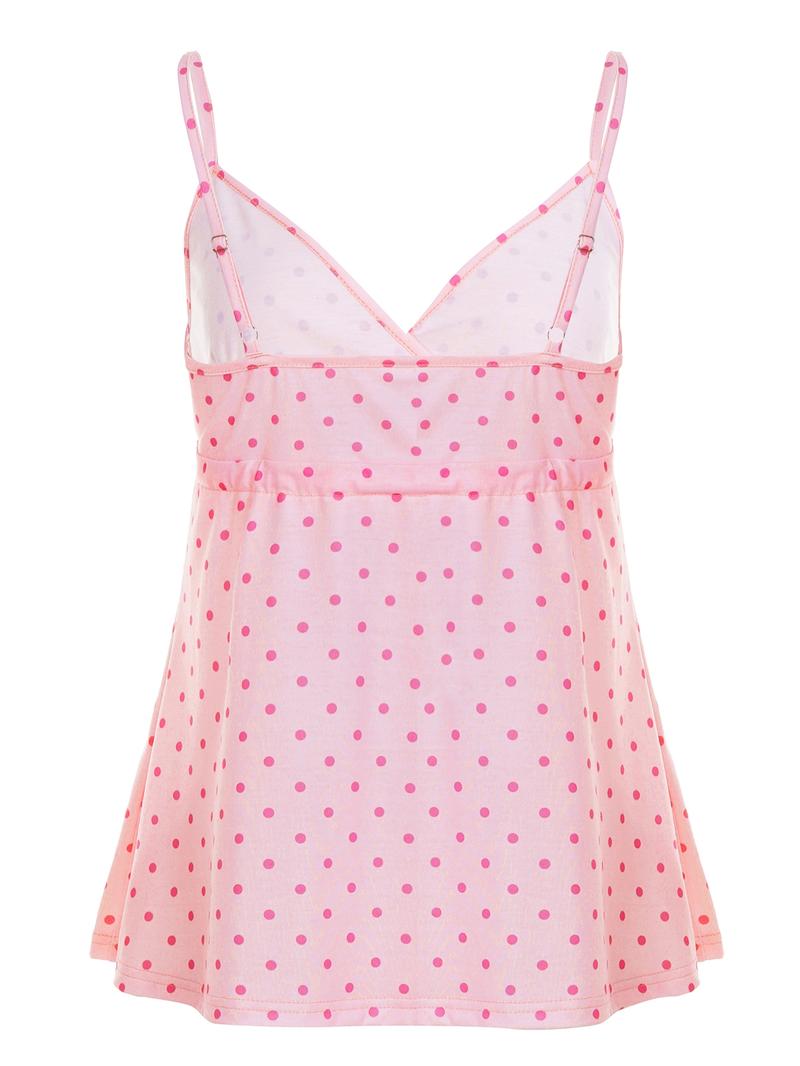Y2K Sweet Cute Bow Tie Polka Dot Sleeveless A-Line Tank Cami Top for Women, Fitted Long Backless Design, All Seasons Fashion