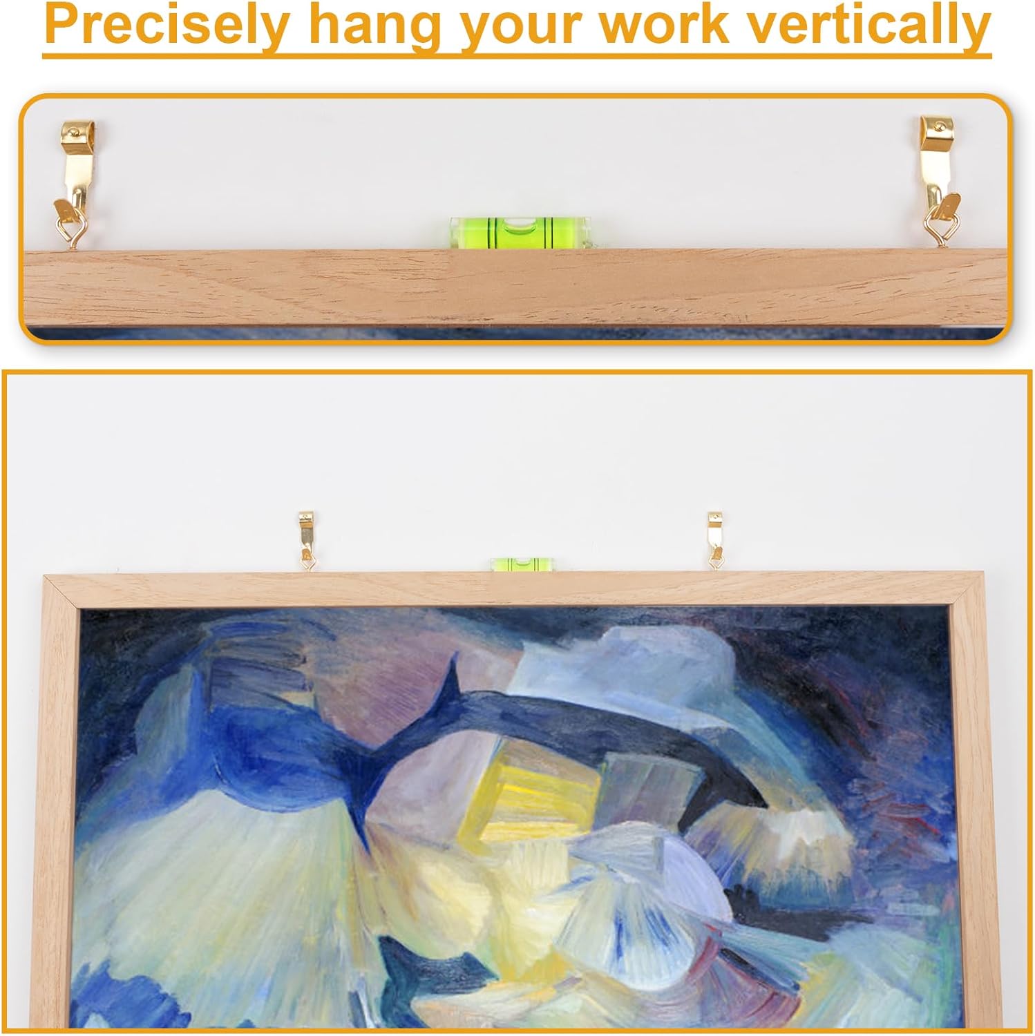 303Pcs Picture Hanging Kit, Picture Hangers Assorted Kit with Heavy Duty Picture Hanging Hooks/Hardware Nails/Sawtooth/Wire/D Rings/Level, Metal Picture Wall Hooks for Frame Canvas Mounting