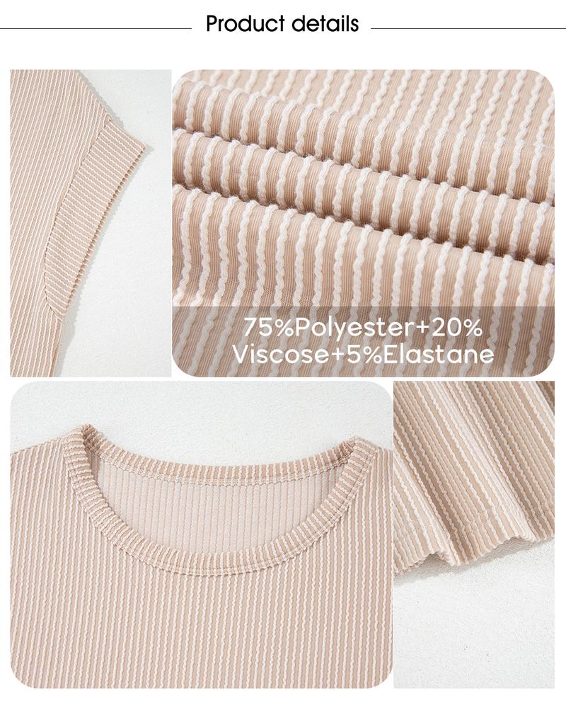 Shewin 2026 Spring/Summer Oversized Stripe T Shirts Crewneck Cap Sleeve Casual Loose Tops Lightweight Sweatshirt Top for Daily Wear Womenswear Going Outfits Striped Basic Batwing Shortsleeve Minimalist Fitted Soft