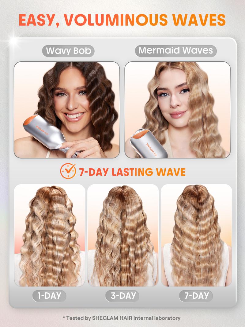 【BOGO SALE】SHEGLAM HAIR Beach Babe Hair Waver,Ionic Hair Waver,Waver Curling Iron,2 Barrel Hair Crimper With Anti-Scald,50 Million Ions & 10 Min Quick Wave,Smart Timer & Adjustable Temps,Easy To Use Hair Tool For Women - US Plug