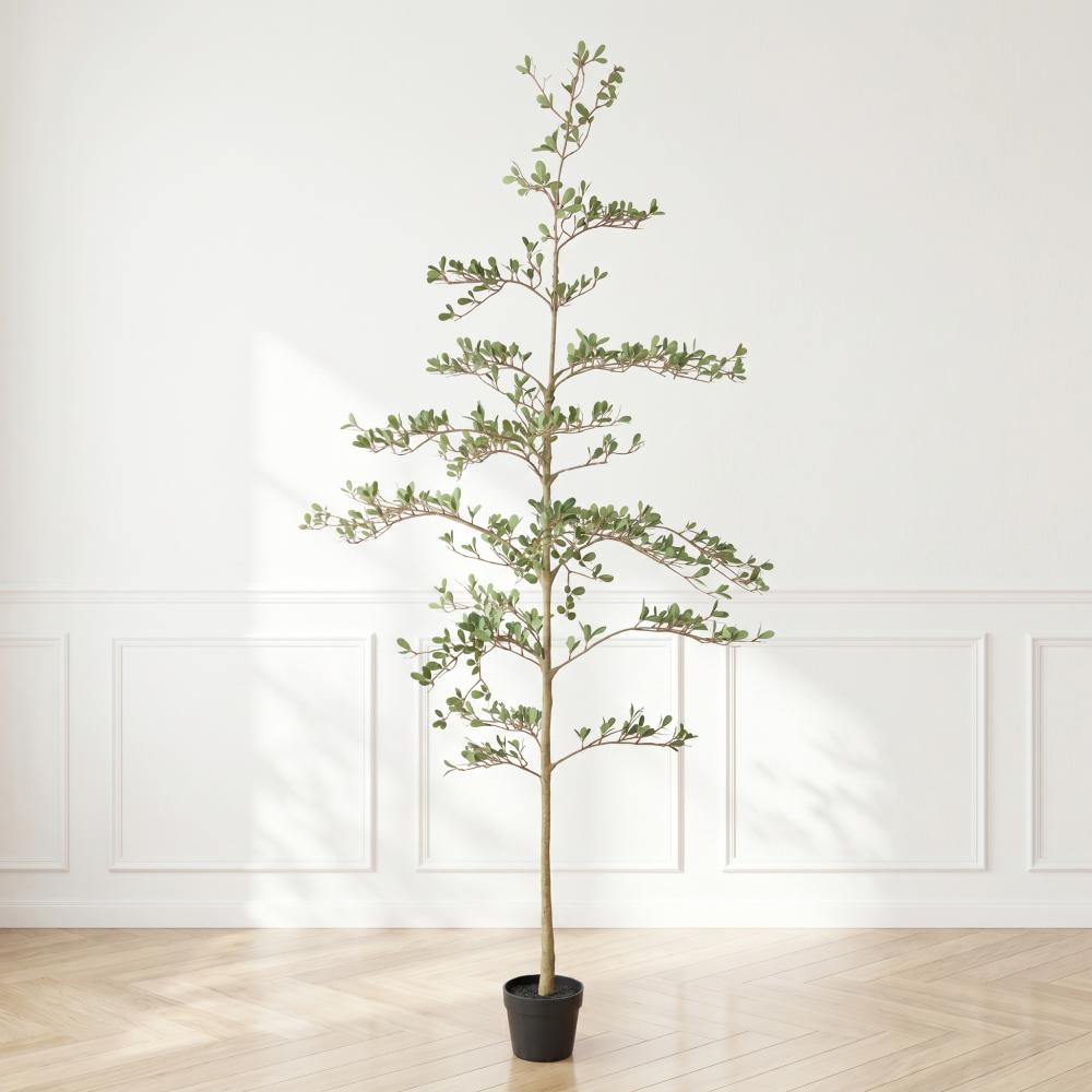 6FT Mediterranean Artificial Olive Tree with Black Pot - Synthetic Artificial Potted Trees, Decorative Fake Plant Decoration, Modular Modern Farmhouse-Asian Indoor/Outdoor Lifelike Greenery for Living Room/Office, Natural Branches, 1pc Everyday Use Set, F