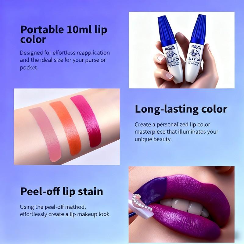 3-Color Peelable Lipstick, Long-Lasting Waterproof, Hyaluronic Acid, Easy Application, Suitable for All Light Skin Tones, Gift Idea