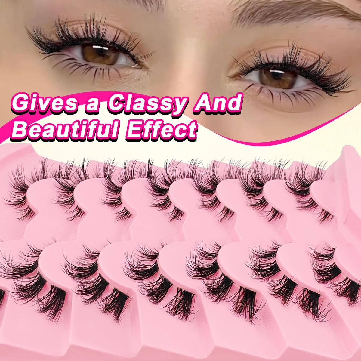 7 Pairs Transparent Stem, Long Tail Fluffy Curly Comfortable Cosplay Cat Eye Lashes, Dense and Versatile Makeup Accessories, Longer Looking Eyelashes