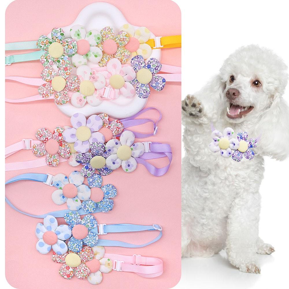 8pcs Dog Bowties Cute Flower For Pet Grooming Decoration Spring Summer Small Dog Cat Bow Tie Collar Adjustable Dogs Grooming