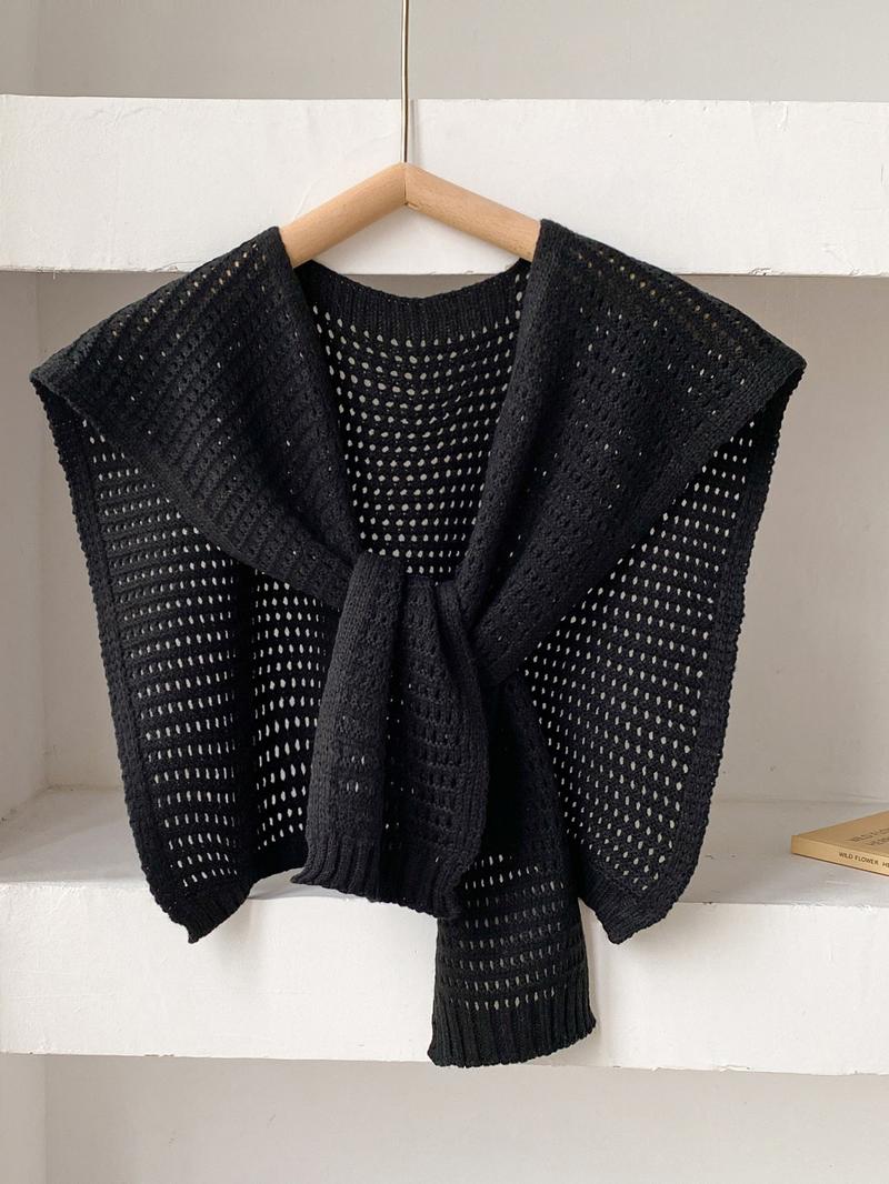 Solid Color Knit Shawl, Knitted Scarf, Casual Lightweight Scarf Shawl for Women, Fashion Elegant Shawl for Daily Wear, Trendy All-match & Exquisite Scarf for Birthday Gift