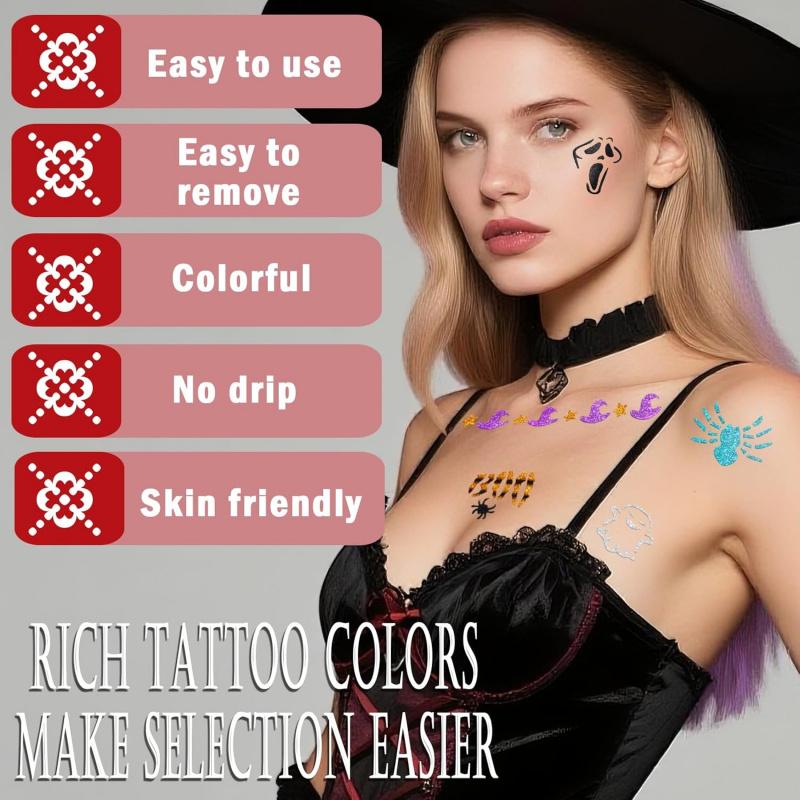 Temporary Tattoo Markers,10/12/18/24 Colors Metallic Markers,Tattoo Stencil, Cosmetic Tattoos Pens,Flexible Brush Tip, Bright colors, Face Paint Kit Cosmetic Quality,Christmas gifts