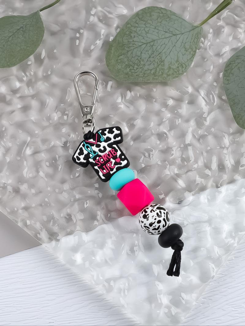 Cute Beaded Design Keychain, Novelty Keychain for Women & Men, Fashion Accessories for Daily Bag, Key Decor, Thoughtful Gifts for Healthcare Workers, Handmade Keychain