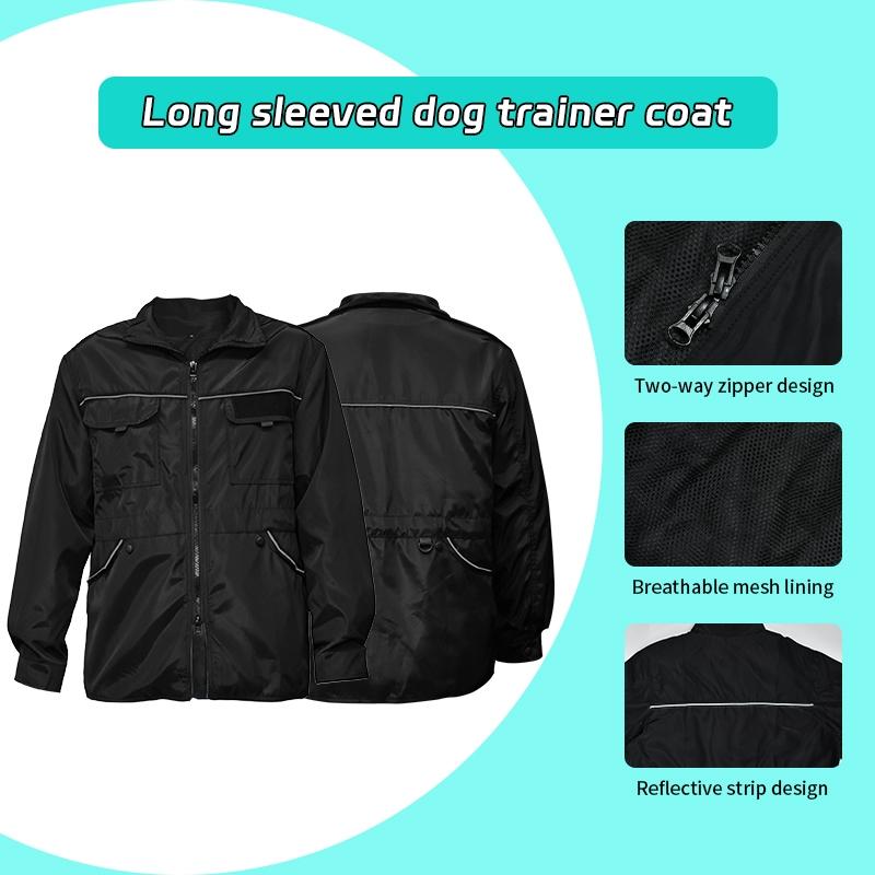 Long Sleeve Dog Training Work Jacket, Waterproof Anti-Stain, Multiple Pockets, Versatile Pet Care Clothing for Trainers