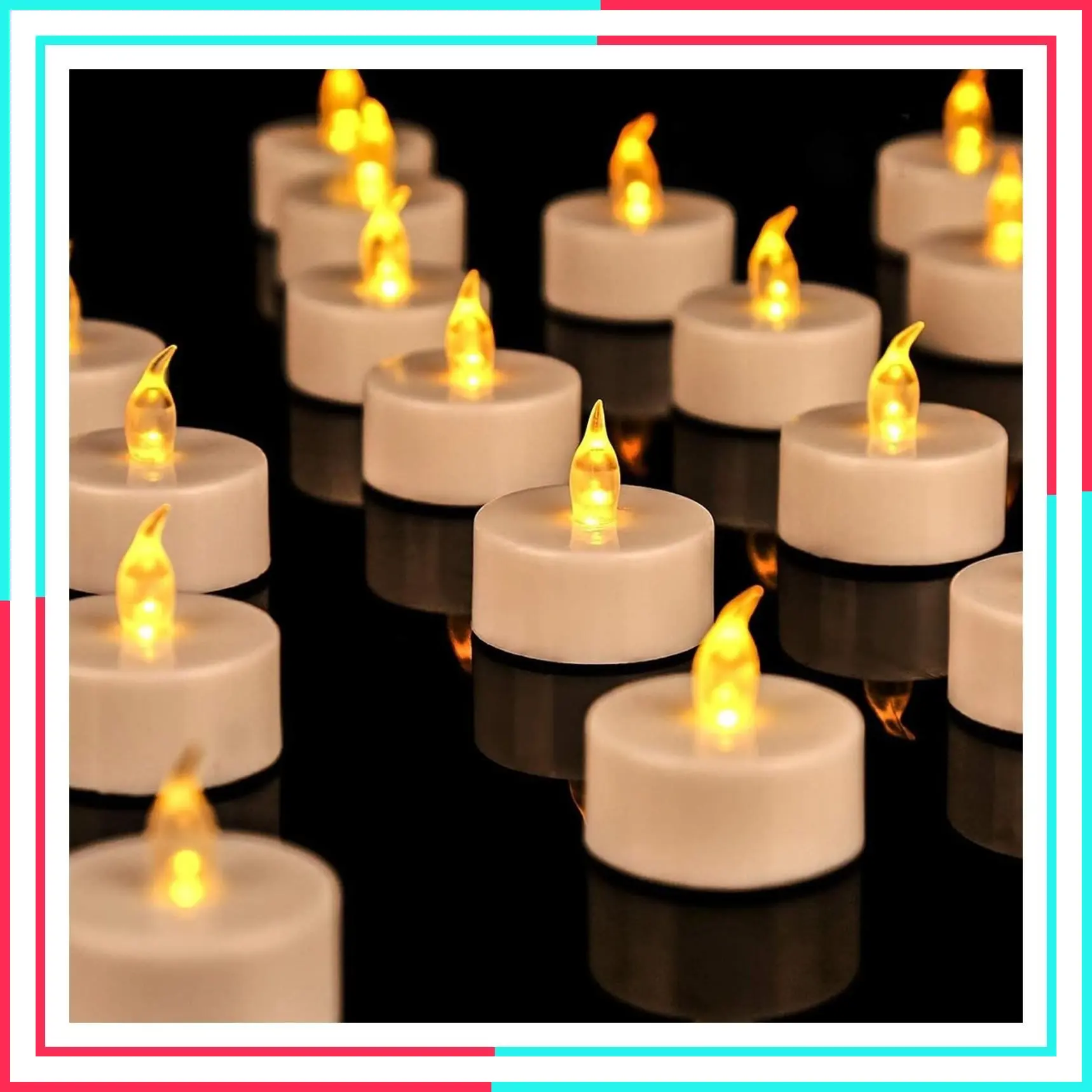 24 Pack Battery Operated LED Tea Lights - Realistic Bright Flickering Flameless Warm Yellow for Holiday Seasonal Festival Celebration