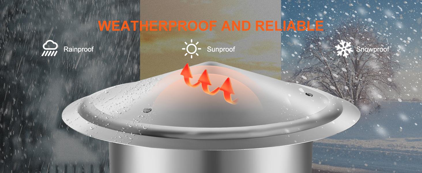 VEVOR Chimney Cap, 6 inch, 304 Stainless Steel Round Roof Rain Cap, 11.81-inch Increased Caps, All Weather Reinforced Screws Easy Installation, for Perfect Insulation Vent Cover Outside, Silver