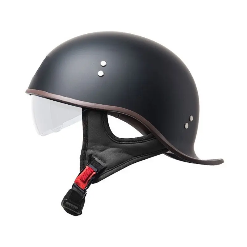 High-Quality Off-Road Motorcycle Helmet, Vintage Half Helmet, Lightweight Bucket Helmet with Inner Mirror, Harley Scooter Electric Bike Helmet