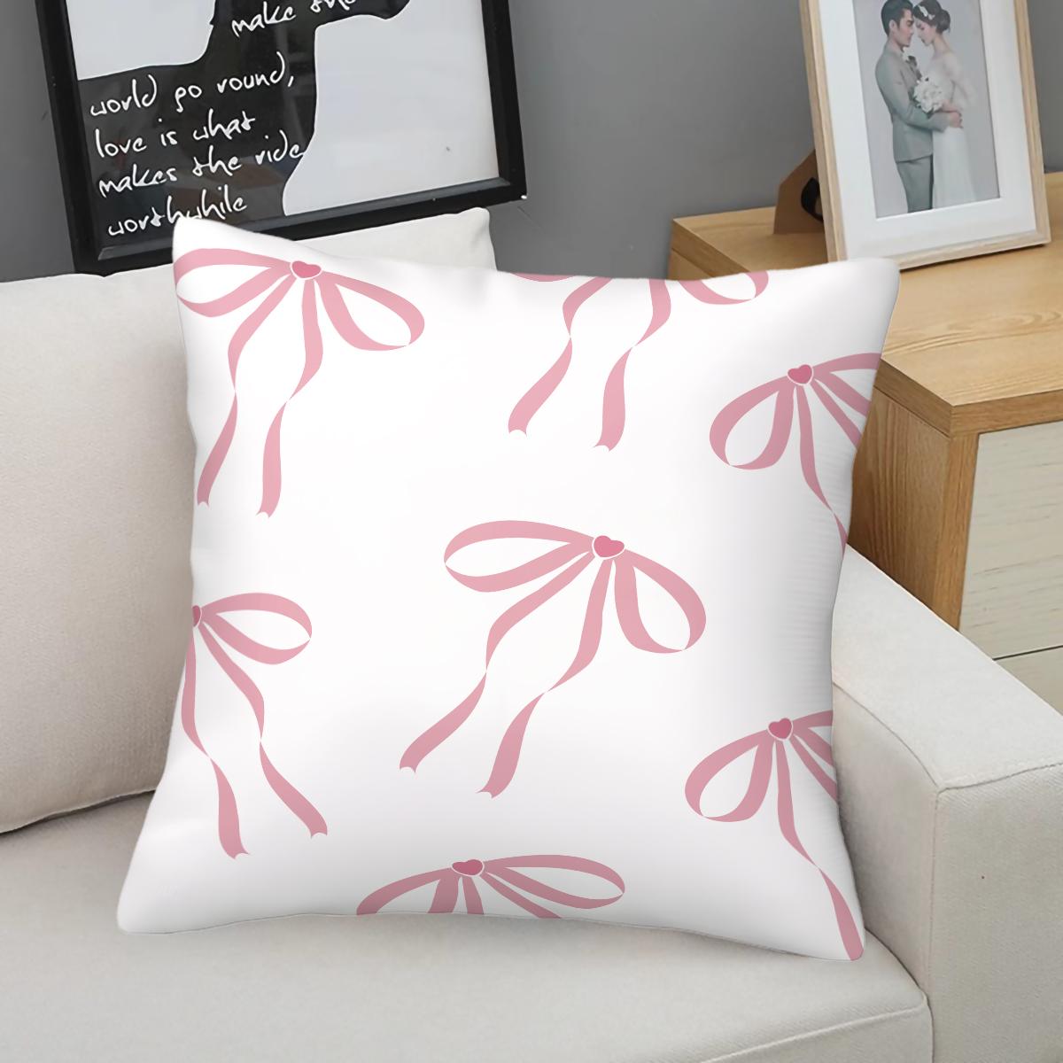 Kawaii Cute Bow Knot Throw Pillow Covers, Pastel Ribbon Decorative Sofa Pillows, Sweet Gift for Teen Girls and Women, with Pillow Insert