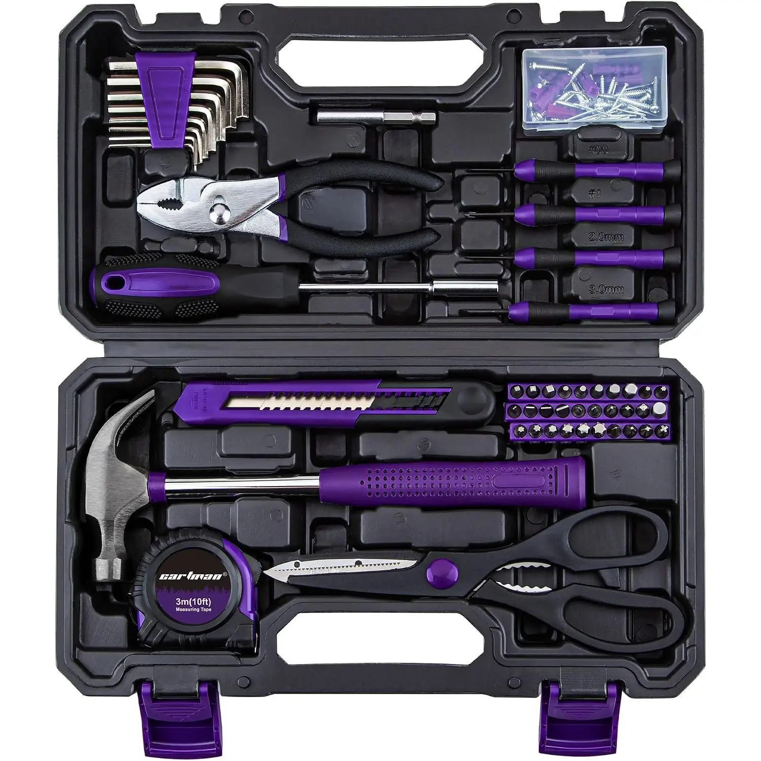 Complete Tool Set, Purple Hand Kit With Case| Versatile tool assortment for home repairs, DIY projects, furniture, crafting, and daily fixes in toolbox.