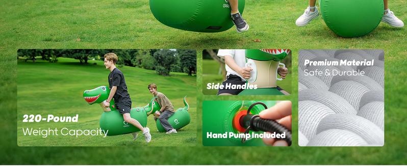 QPAU 1/2 PCS Bouncy Dinosaur Toys Medium size for 2 Years+, Large size for 5 Years+, Toddler Play Fun Toy Inflatable Jumping Bouncy Horse Animal Hopper, Outdoor & Indoor Ride On Hopping Bouncer for Kids Boys Girls Energy Out and Work Out