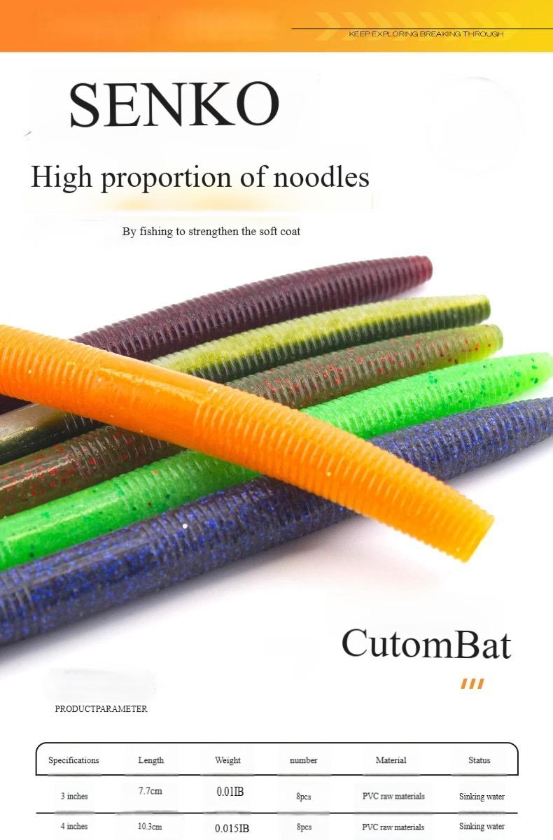 TikTok Viral Senko Worms 3-4-5Inch Soft Plastic Lures Kit - 8pc Multi-Color & Salt-Infused Design for Bass Trout Panfish Slayer and Long Casts  Fishing Fathersdaygift fishing equipment