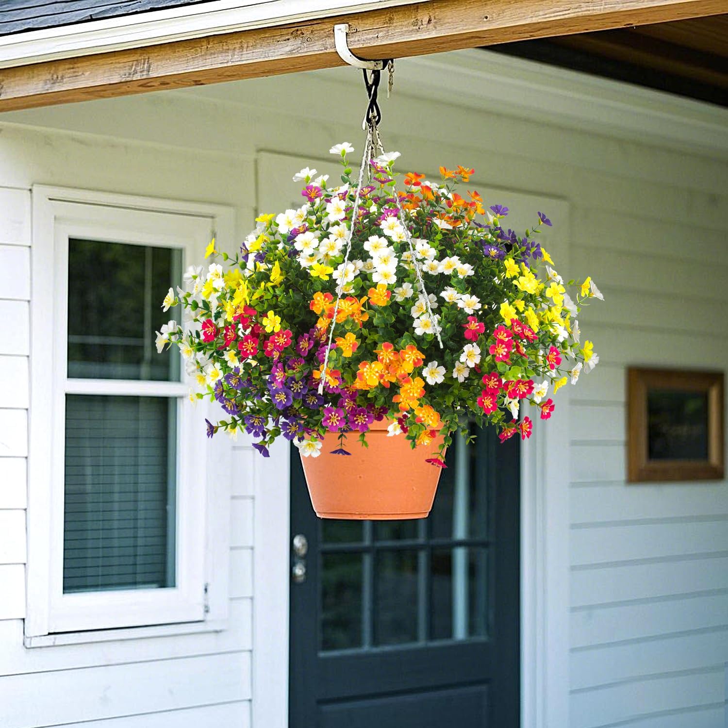 Outdoor UV Resistant Fading Realistic Fake Flowers, 12 Pieces Lifelike Garden Patio Lawn Decor Plastic Flowers, Artificial Flowers For Outside (mixed Colors)