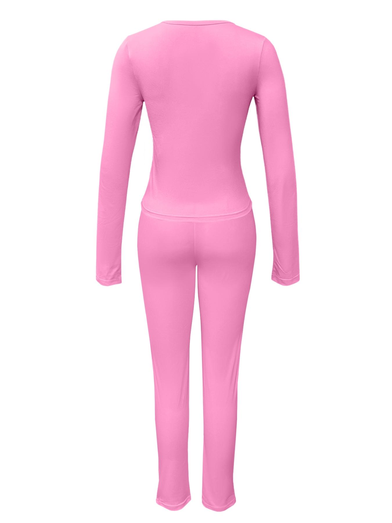 clover Women's Fall Winter Fashion Two-Piece Set, Casual Sporty Fit Long Sleeve Pants, Comfortable Daily Wear, Cartoon Pattern