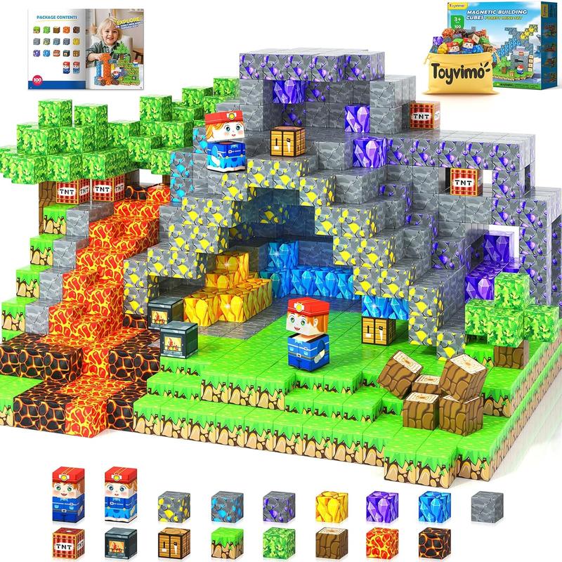100PCS-Magnetic Building Blocks with Storage Bag STEM Montessori Toys Gift Build Mine Magnet World Classroom Must Haves