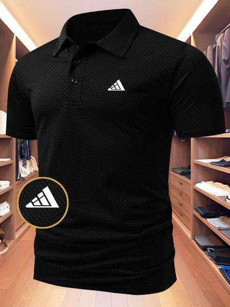 Men's Summer Polo Shirt, Casual Golf Polo Fitted Short Sleeve Design, New Jacquard Fabric, Available in Navy